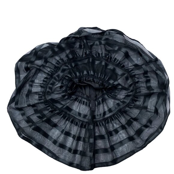 Vintage Sheer Petticoat Slip Dress Black Striped Fit & Flare Small - Picture 4 of 6